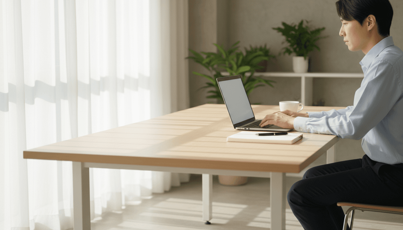 Bright, organized office workspace with financial documents on a clean desk